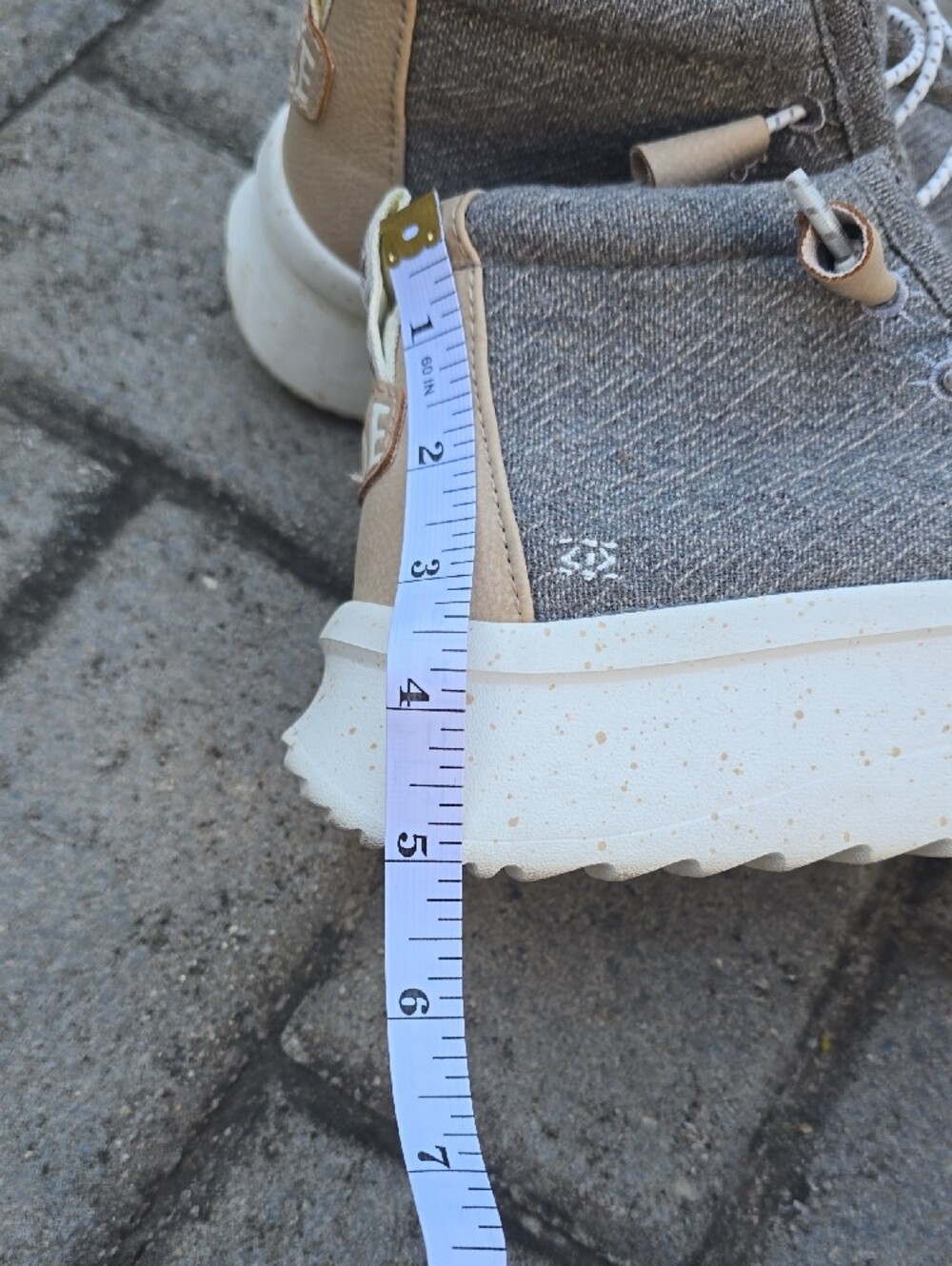 Womens Size 7 Platform Hey Dude Casual Gray High-Top Shoes with Pink Lining - Picture 5 of 6